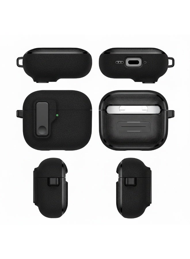 أكاليكس جراب حماية متين وصلب مزود بقفل أمان لسماعات AirPods Pro 2 من الجيل الثاني من Apple - أسود - Image 3